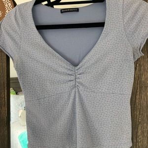 light blue floral v neck